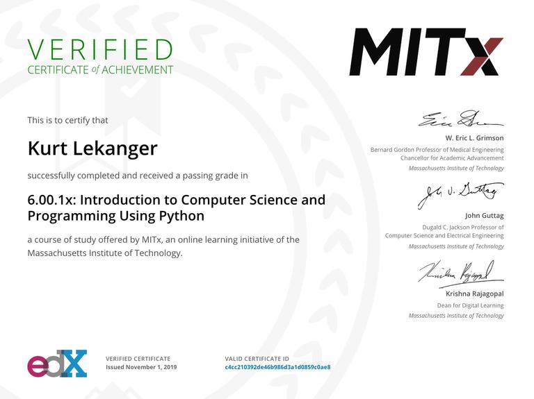 MIT 6.00.1x sertifikat