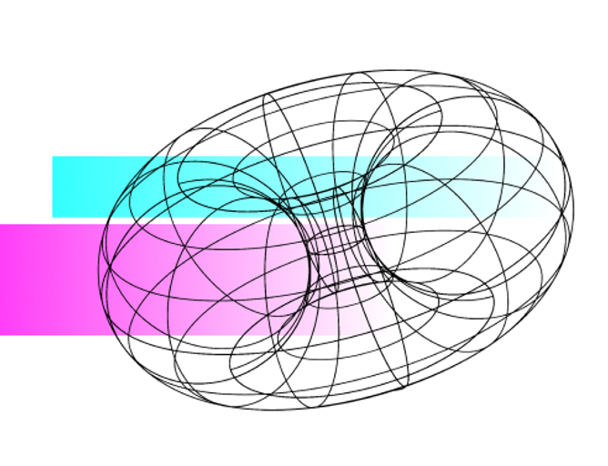Sphere technical drawing with colourful stripes