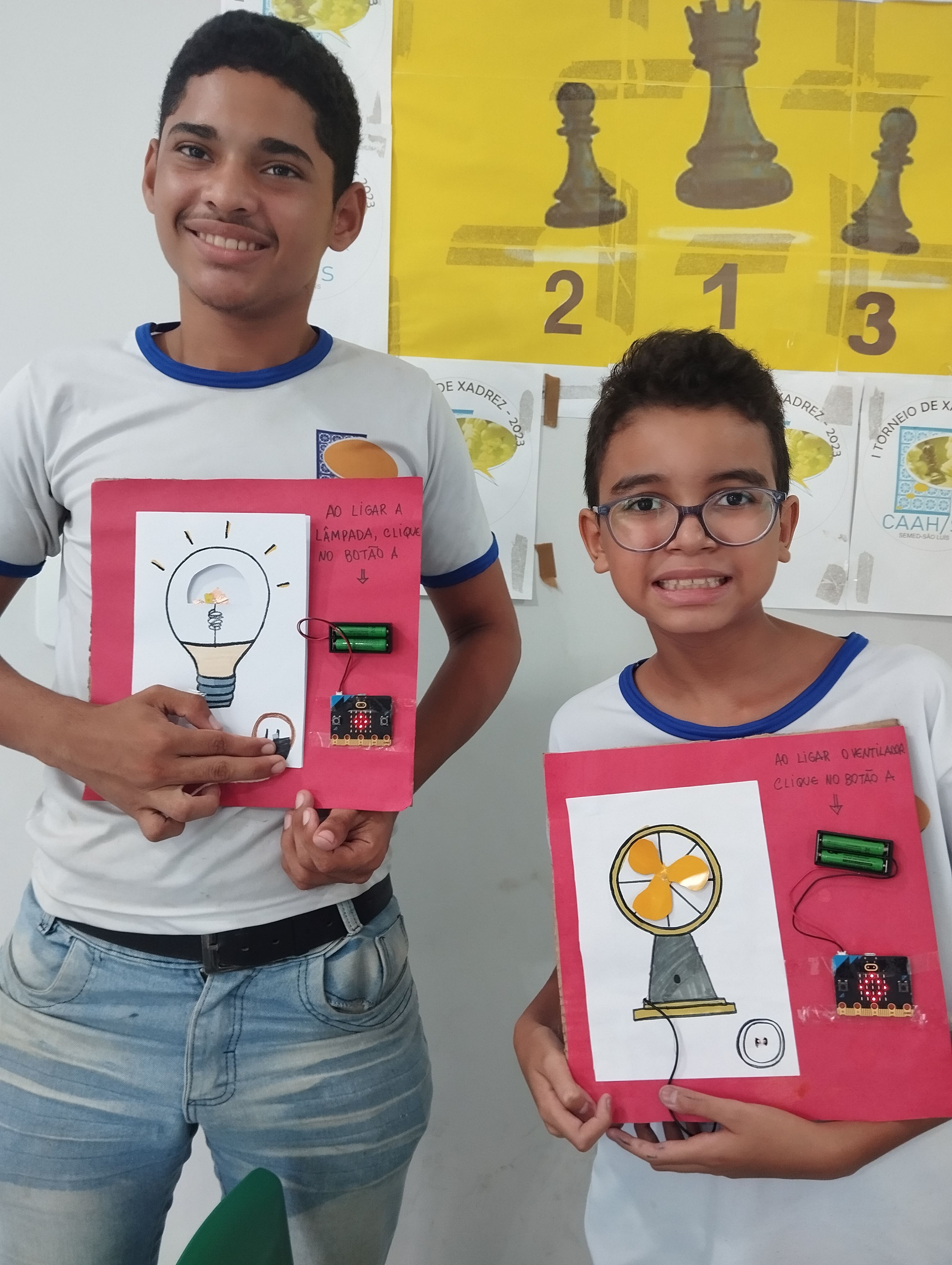 Students presenting the green light project prototype.