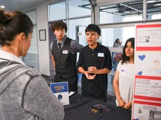 Students present their La Hearties project.