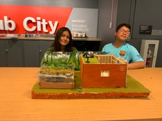 Students pose with their Evapotranspiration Project prototype.
