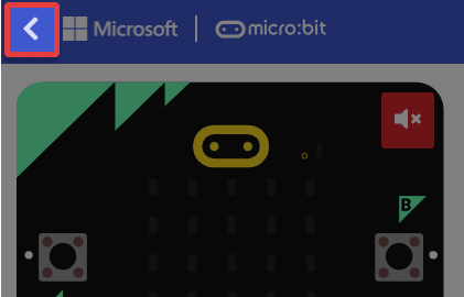 Screenshot of MakeCode Back button.