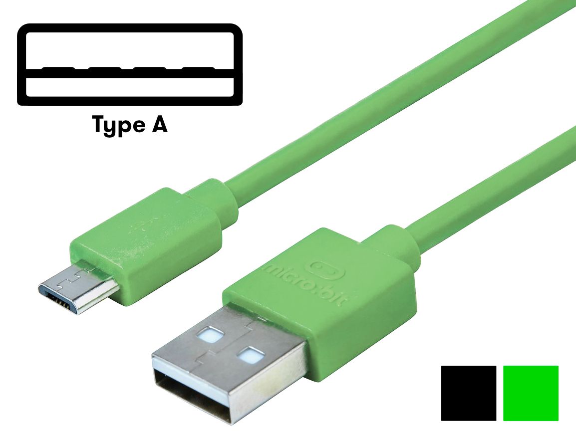 Green version of the official type A USB cable for the micro:bit
