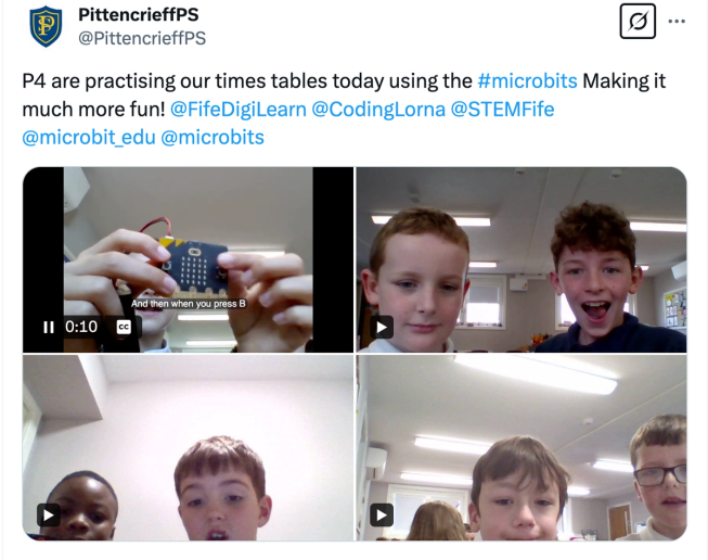 Pupils from Pittencrieff Primary School used their micro:bits to make a times tables tester