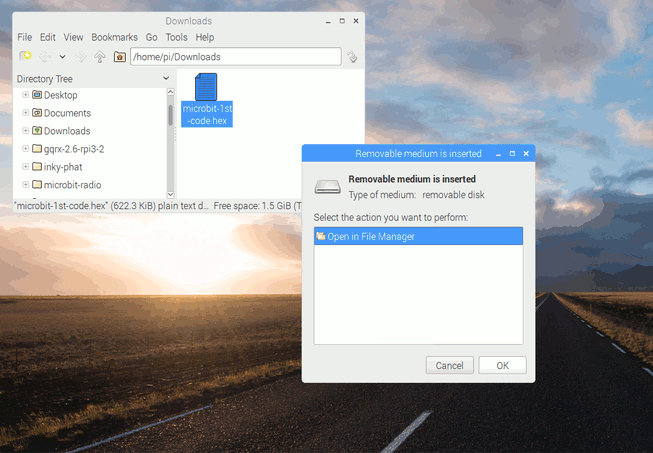 How to drag and drop a micro:bit HEX file on a Raspberry Pi