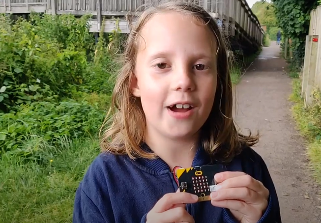 Girl attending the remote micro:bit summer school