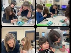 Collage of pictures of students working on the How to Catch a Dragon project.