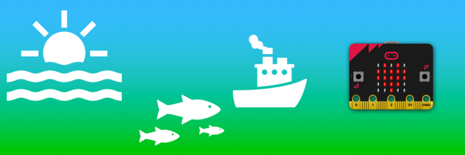 micro:bit with sea, fish and a boat