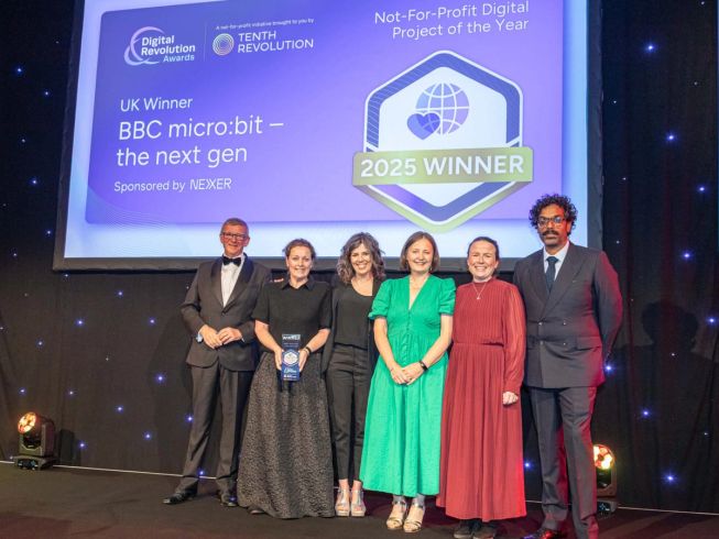 Picking up the Digital Revolution Award for the BBC micro:bit - the next gen campaign