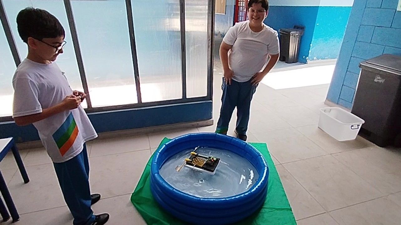 Students pose with a prototype of their project.