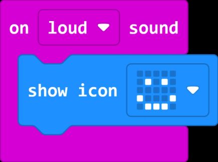 on loud sound; show icon (smiley face)