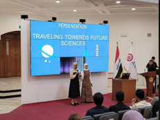 Students presenting Traveling Towards Future Sciences