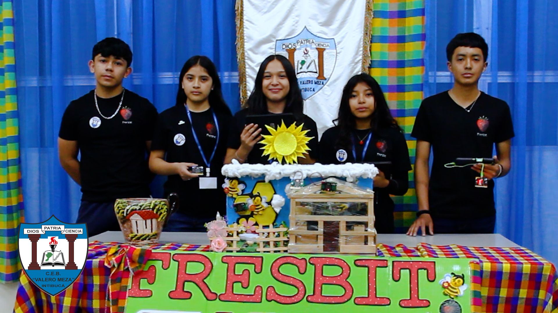 Students pose with a prototype of their project.