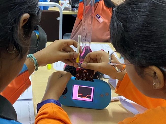 Some girls using the micro:bit with accessories