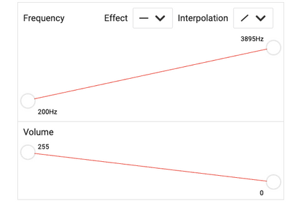 controls for frequency and volume in the new 'play sound' block