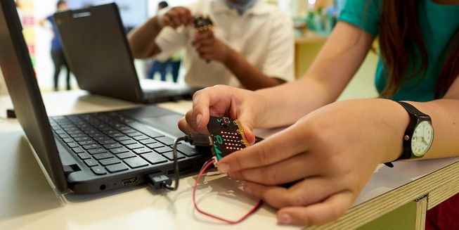pupils using BBC micro:bits in class safely 