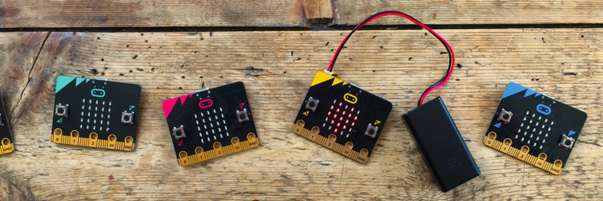 micro:bits on a kitchen table