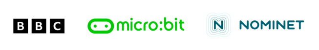 Logos ar gyfer BBC, micro:bit a Nominet