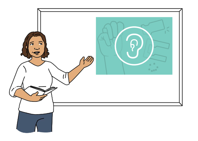 Illustration on the recording of a webinar about supporting students who are deaf and hard of hearing to learn with the micro:bit.
