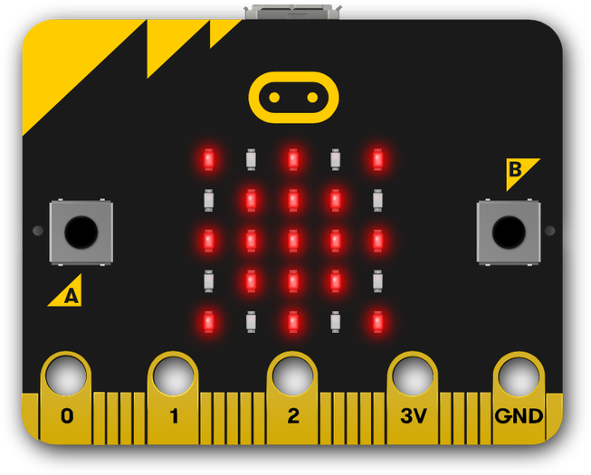 micro:bit在其LED顯示屏上顯示陽光曝曬的圖案