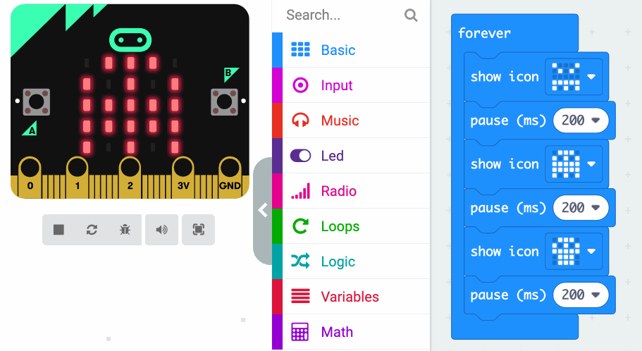 spooky animation using micro:bit icons