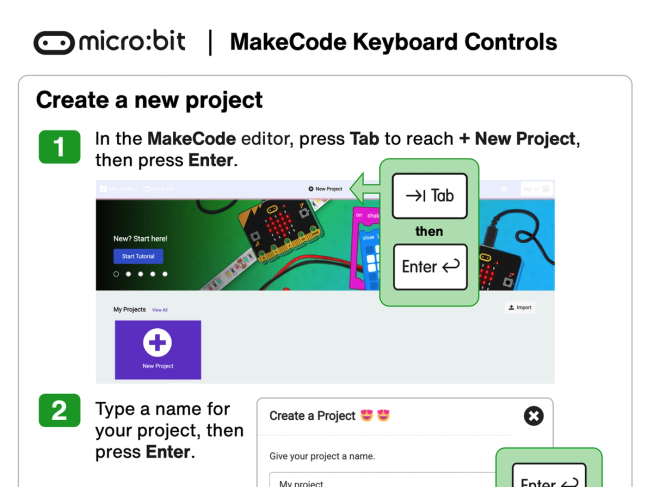 Image of start of page 1 of the MakeCode Keyboard Controls pdf for Windows
