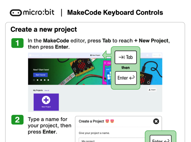 Image of start of page 1 of the MakeCode Keyboard Controls pdf for Windows