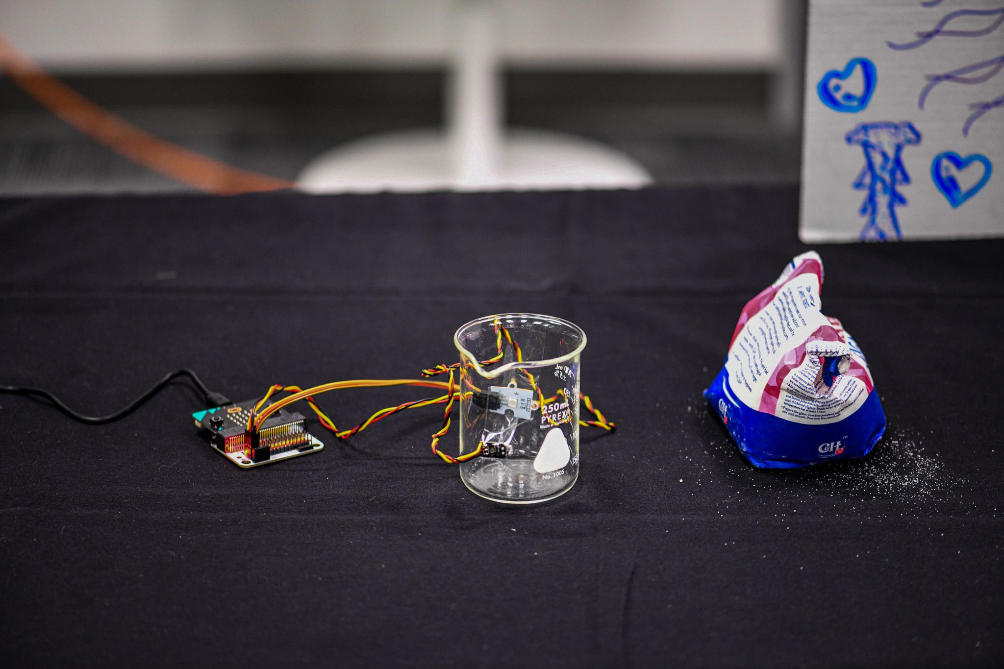 Close up image of the LED Light Up Cup prototype.