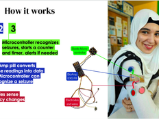 A student demonstrates the wearable BioBadge.
