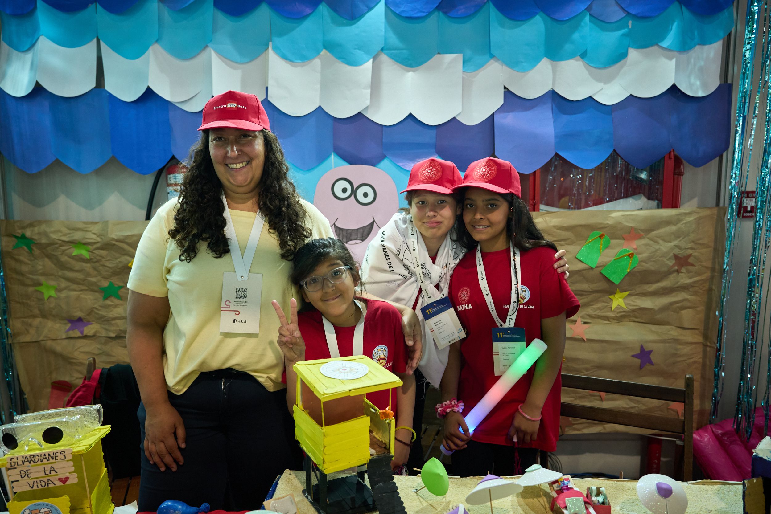 Students and teacher pose with the Guardians of Life prototype.