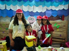 Students and teacher pose with the Guardians of Life prototype.