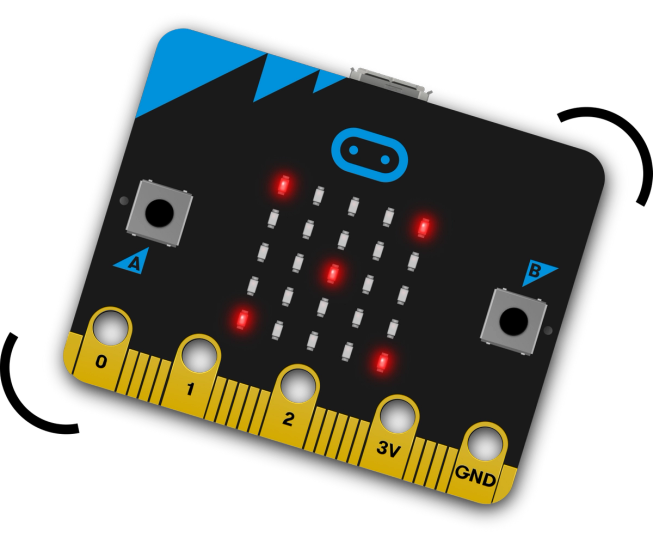 Micro:bit se zatrese pa na LED zaslonu prikaže 5 točkica