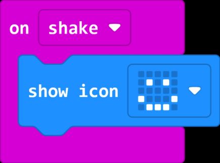 on shake; show icon (smiley face)