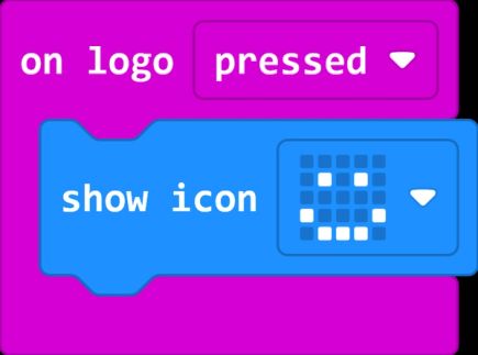 on logo pressed; show icon (smiley face)