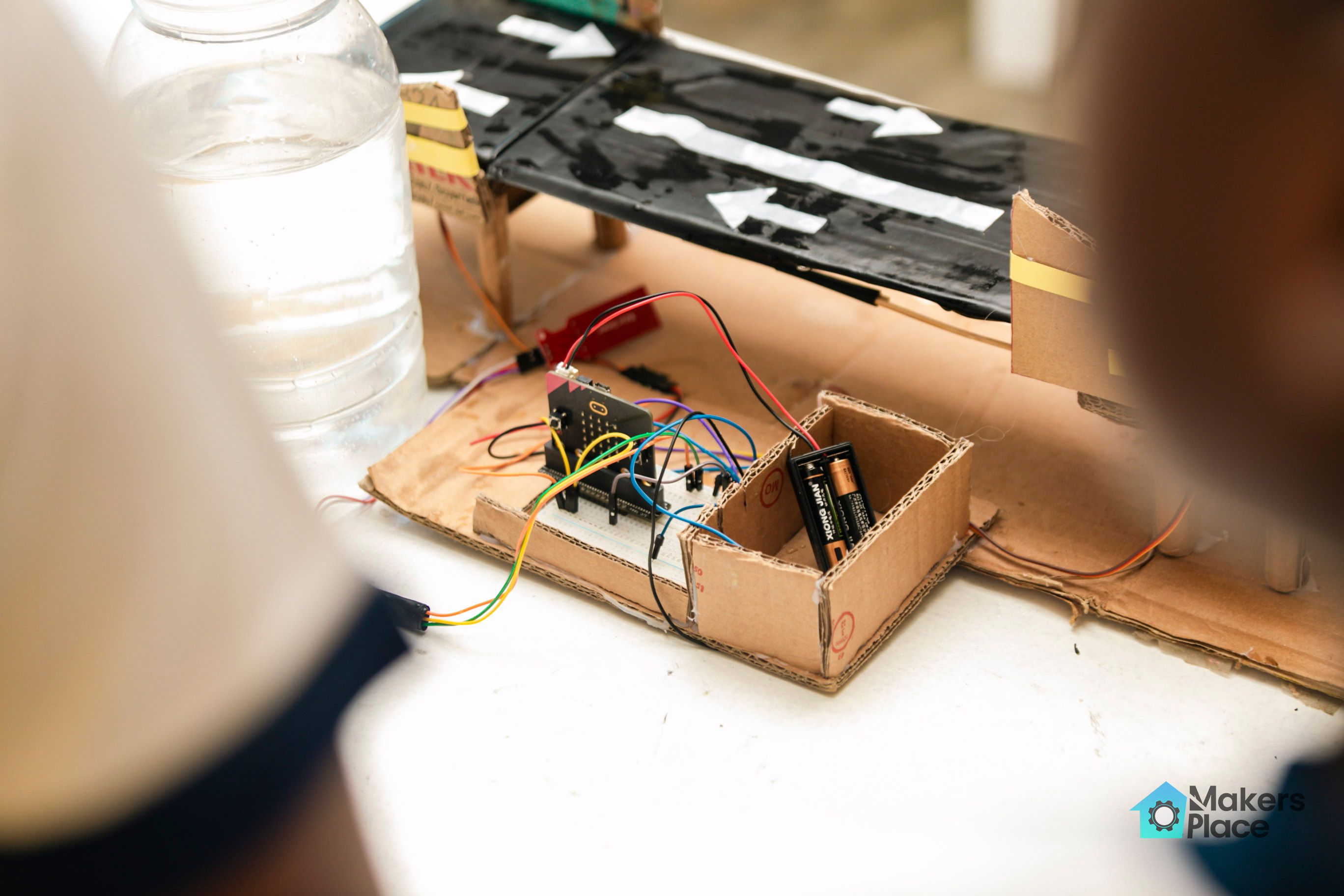 Image of micro:bit connected to the Bridge of Safety prototype