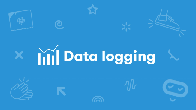 Blue backdrop with Data logging icon