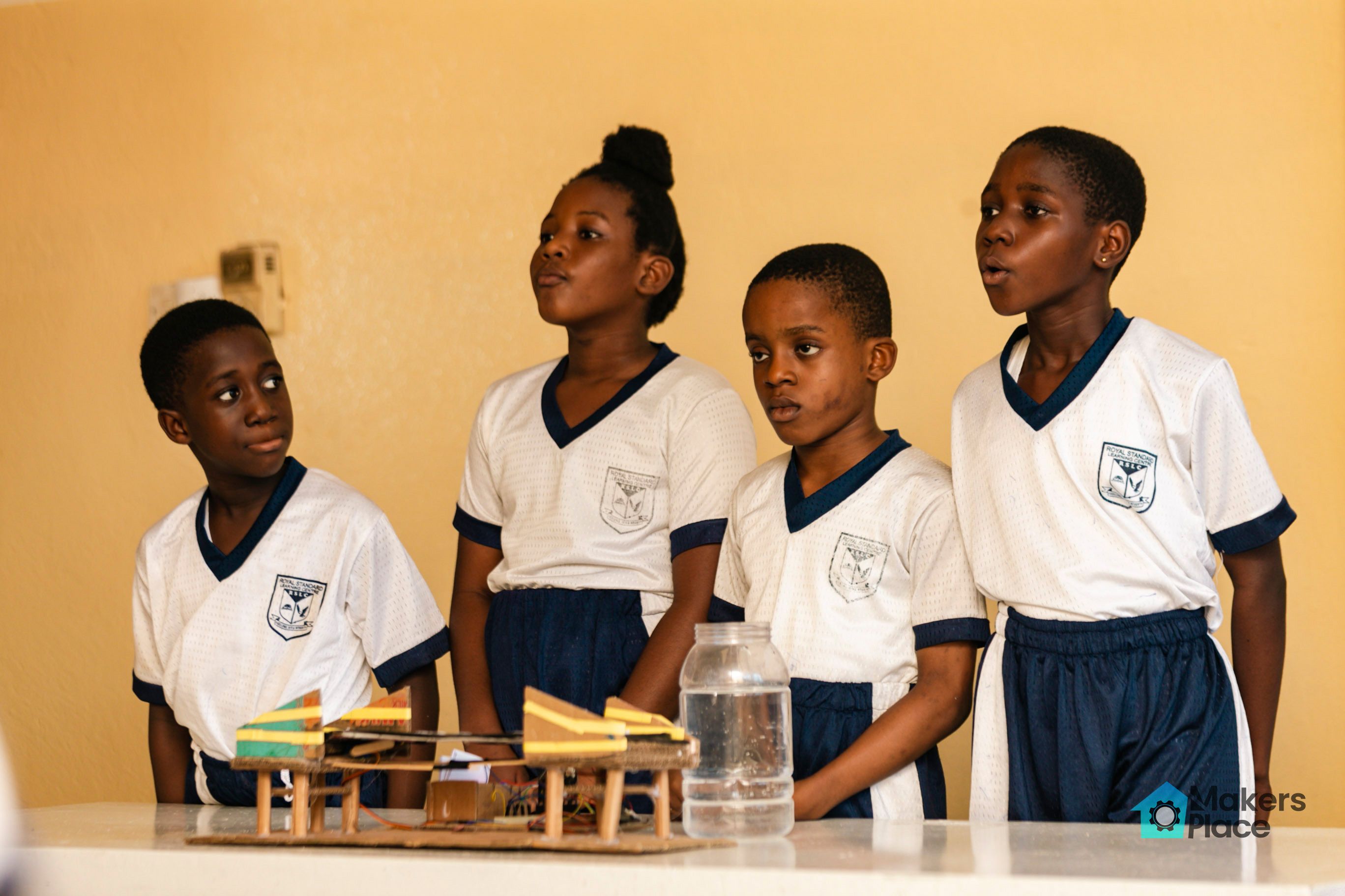 Students presenting the Bridge of Safety project.