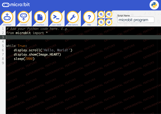 Screen recording showing how to connect micro:bit Python editor using webUSB