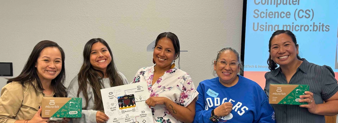 Smiling teachers at micro:bit training in California