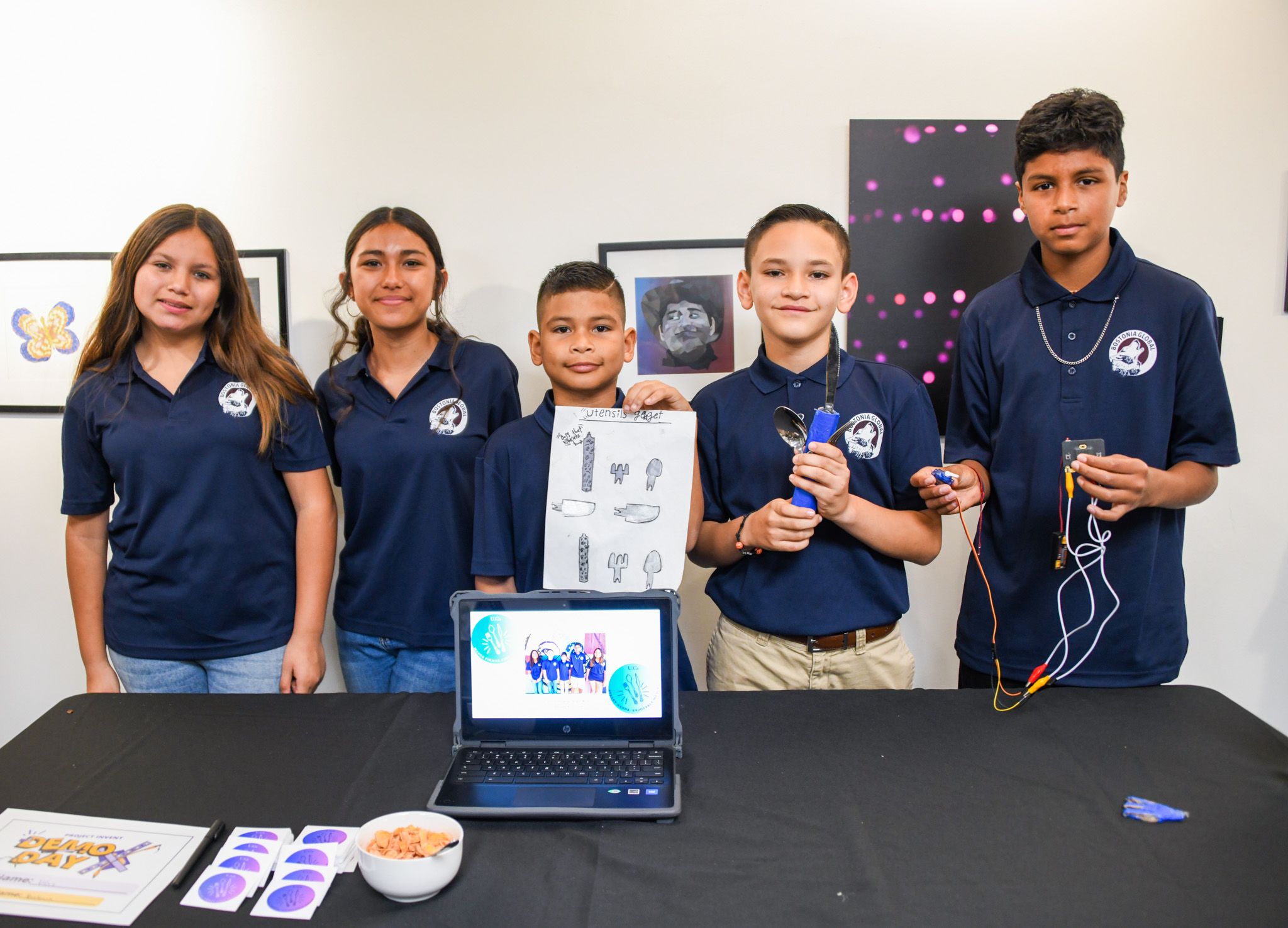 Students pose with a prototype of their project.