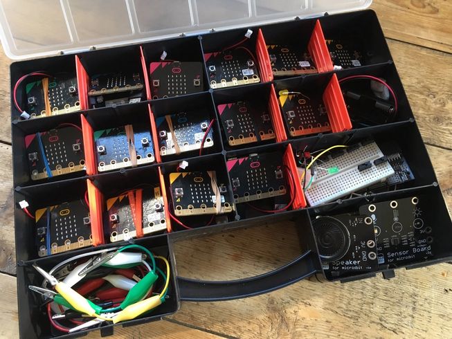 micro:bits in a cheap organiser box