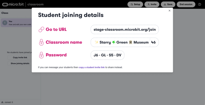 Screenshot showing example of joining details