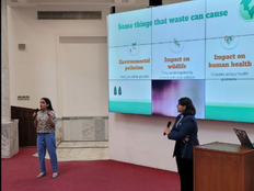 Students present the Save Our Earth project.