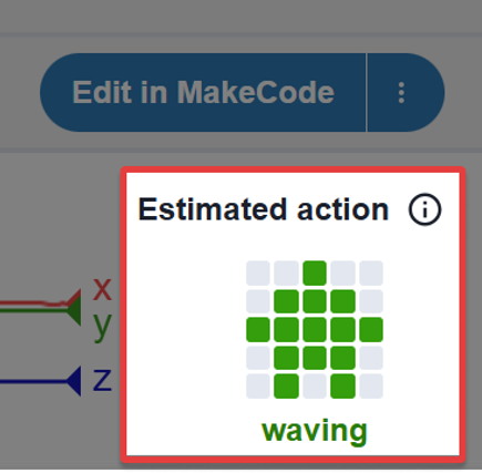 Screenshot of the action the model is currently recognising. The estimated action. Shown as an icon and action name.