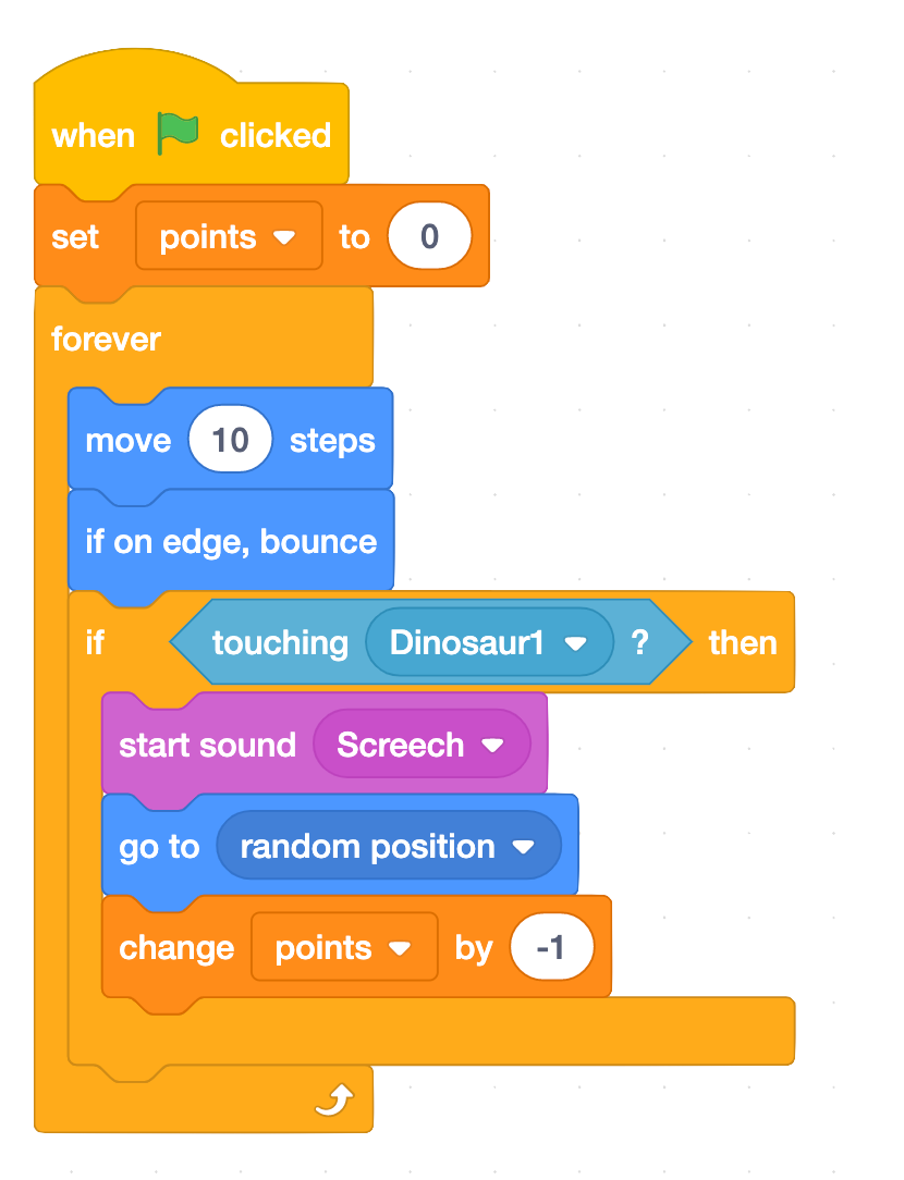 блокови кода у Scratch-у за слику бубамаре