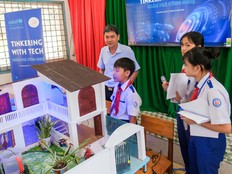 Students present the Smart Utility Home.