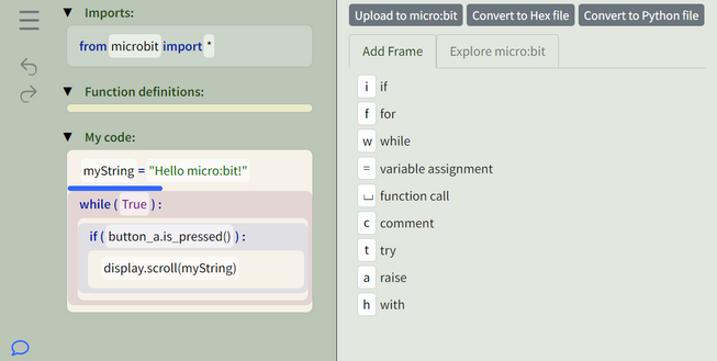 Screenshot of the Strype editor