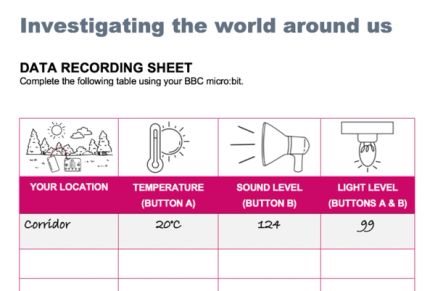 Data recording sheet 