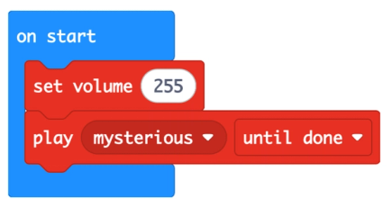 Code blocks for completed Start sound project