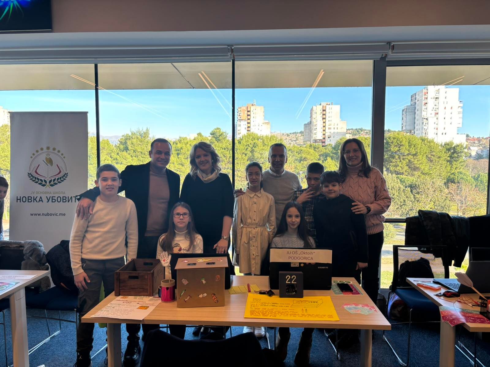 Students pose with the School cool - S(cool) prototype.